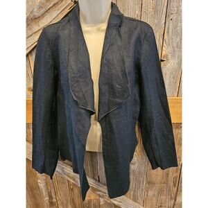 J jill size XS black open front cardigan 100% linen career business casual EUC